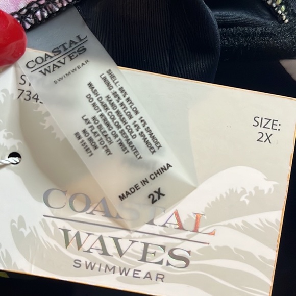 Coastal Waves Bikini Swimsuit 2pc Floral Tropical 2X New - Picture 6 of 9